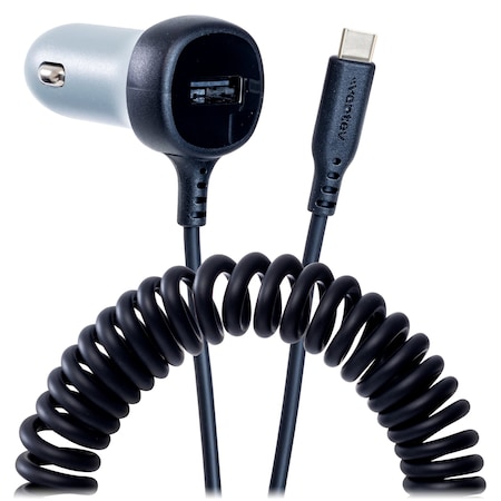 Ventev 27w Ultrafast Car Charger And Usb-c Connected Cable, Dark Gray CC27-ACAPCBX266745